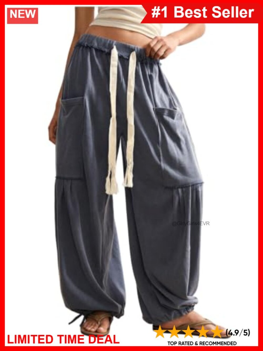 Baggy Wide Leg Harem Sweatpants with Pockets Loose Fit Casual